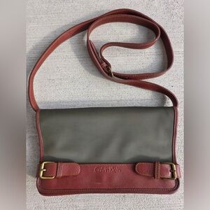 Vintage Calvin Klein Crossbody Bag – Olive Canvas & Brown Leather Trim